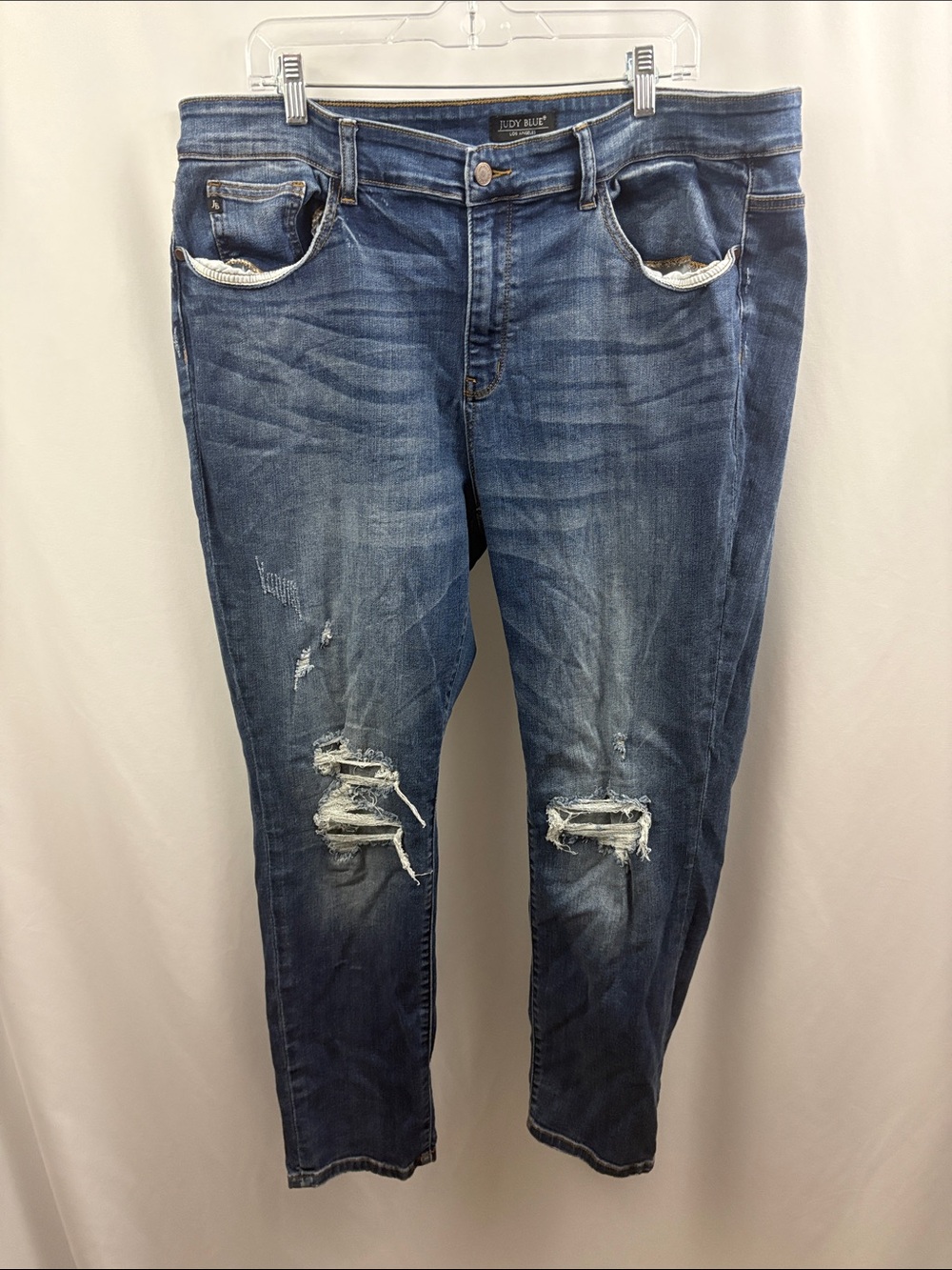 Judy Blue Boyfriend Fit Distressed Jeans Womens 20W Stretch Denim